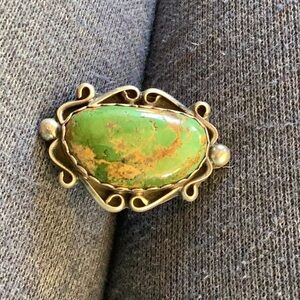 Ring Antique Native American Turquoise Sterling Silver sz 9 1/4